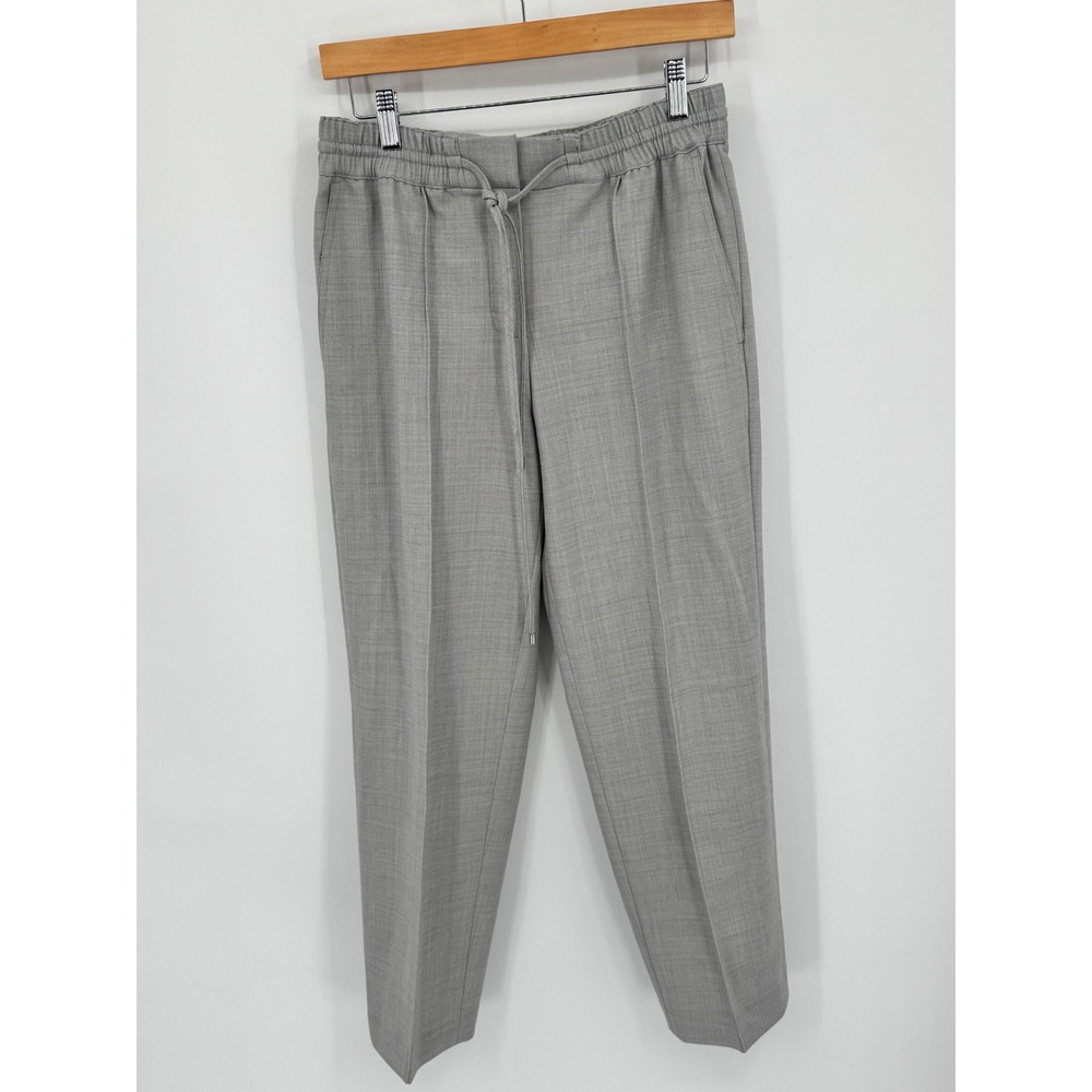 Club Monaco Womens Wool Blend Tie-Waist Tapered Trousers Gray Size 2